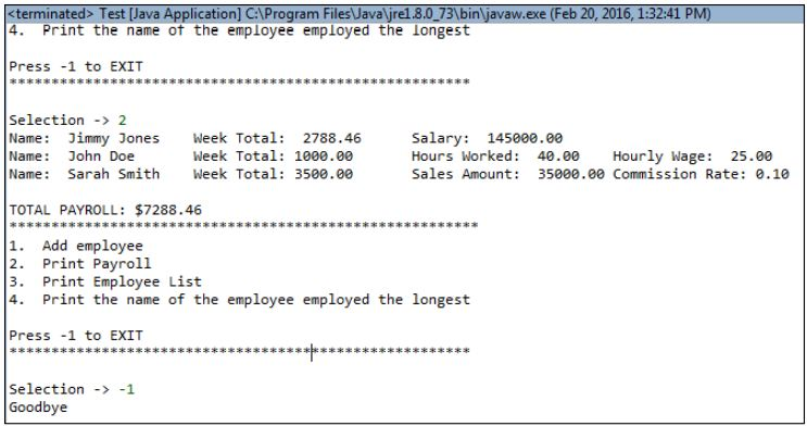 a name, a start employment date (day, month, year) a weekly pay