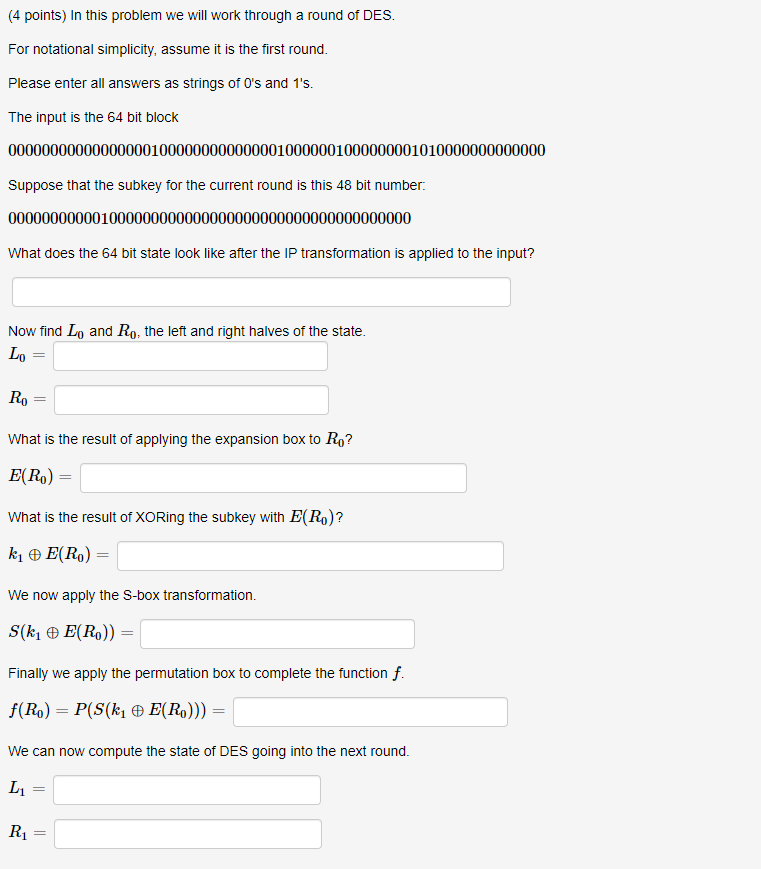 (4 points) In this problem we will work through a round