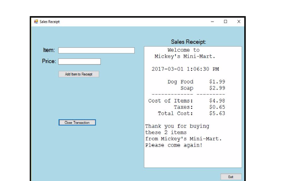 Write a Visual basic windows form application program to produce a sales