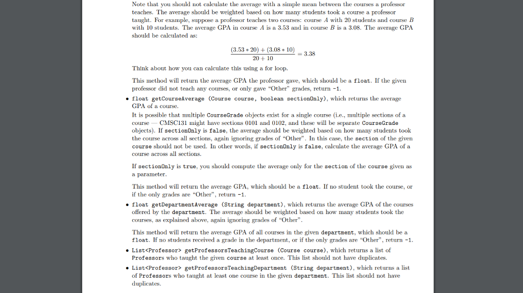 java.util.ArrayList; import java.util.List; import java.util.Scanner; public class Analyze { private List courseGrades;