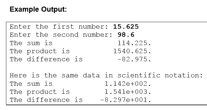 C++ Program Help: Write a program that reads in two floating-point numbers