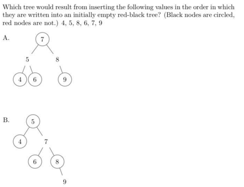  Which tree would result from inserting the following values in the