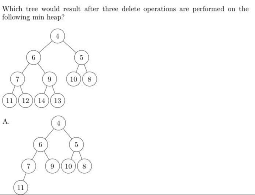  Which tree would result after three delete operations are performed on