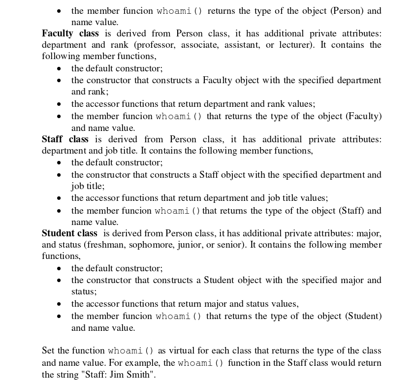 5. [30 marks] Define and implement the following classes Person class with
