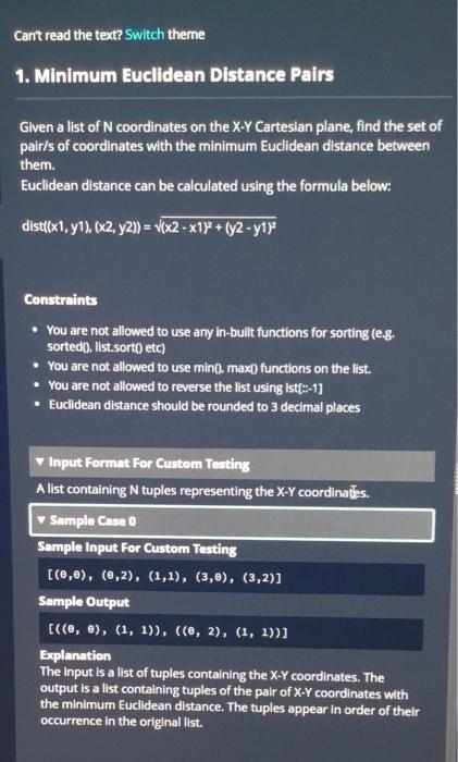 NEED PYTHON CODE ASAP Can't read the text? Switch there 1. Minimum