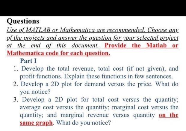 of the solution using matlab thanks Project #7: Parts I, II &