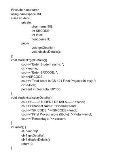 requirement: Add Constant Class Object #include using namespace std; class studenti private: