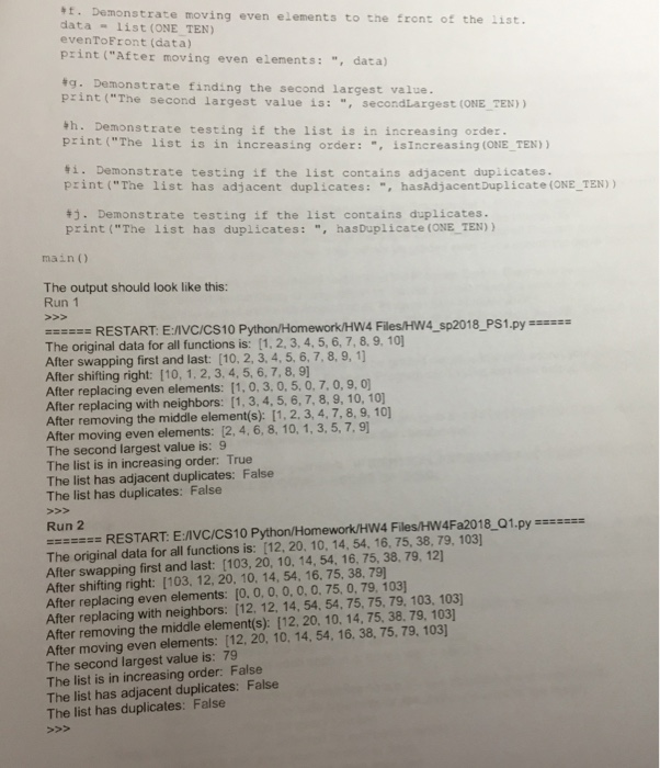 Please do in Python and show the output which it should semiller