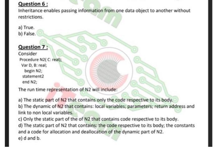  Question 6: Inheritance enables passing information from one data object to