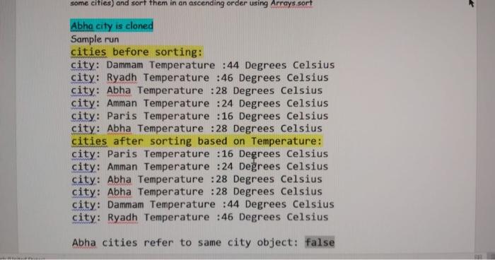 named City. Each city has a name and temperature: public class City