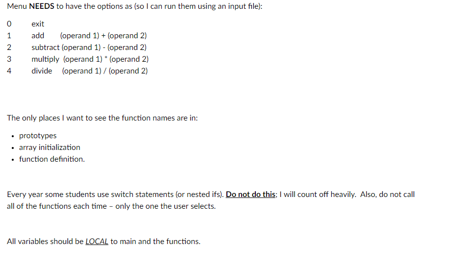 Thursday, October 4th Simple Calculator filename: yourlastname2.c Write a program that prompts