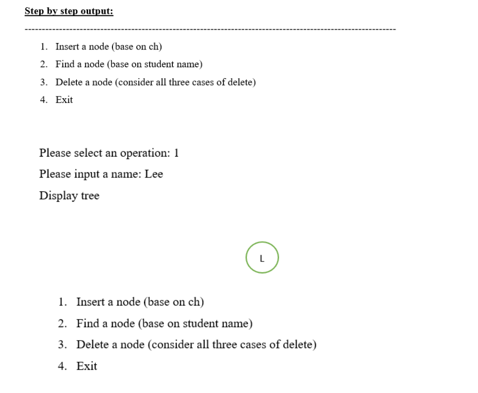 Search Tree (BST). Each node in the BST should be store student
