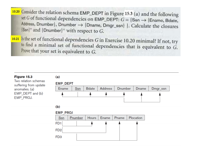 Only answer 10.21 =) Consider the relation schema EMP_DEPT in Figure