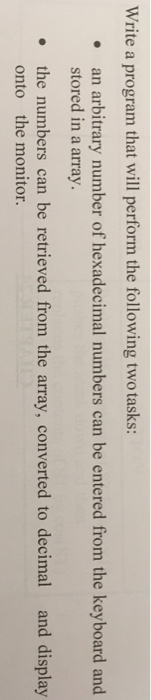 Assembly language project: Write a program that will perform the following two