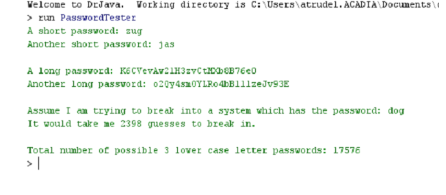 This is a Java question Write the class Password which contains a