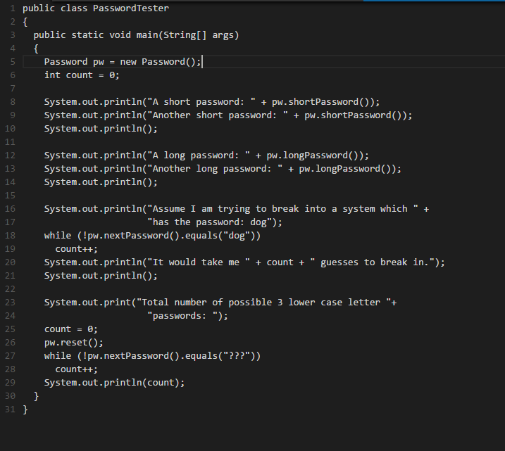 constructor and 4 methods: ? The shortPassword method returns a random String