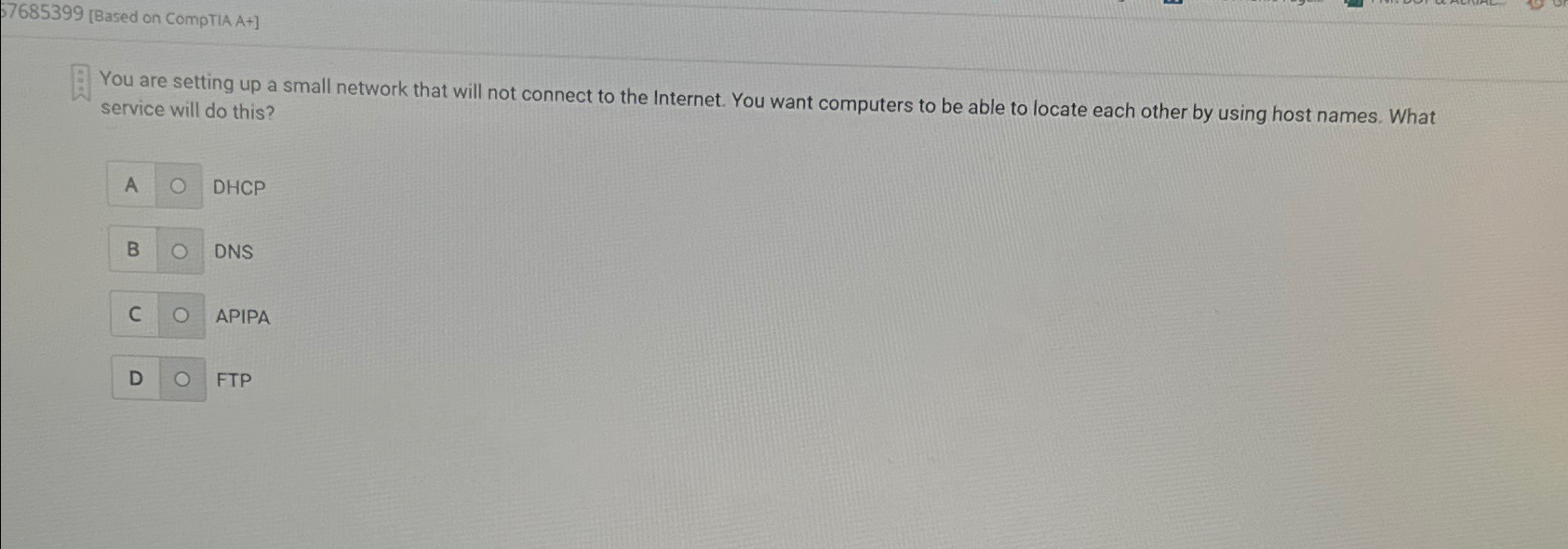  You are setting up a small network that will not connect