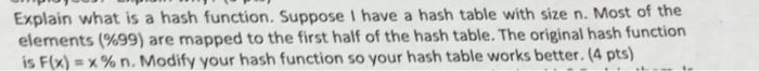  Explain what is a hash function. Suppose I have a hash