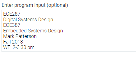 to set and get instructorName, term, and classTime. Ex. If the input