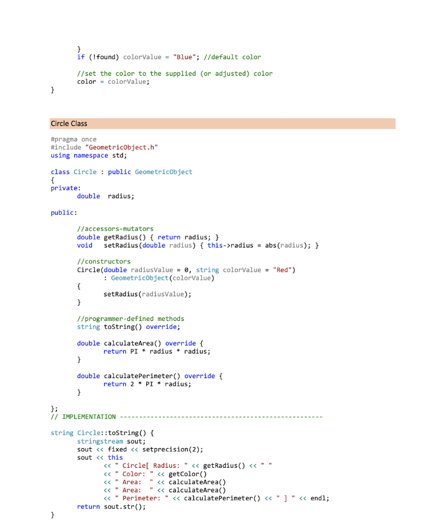 egetInner Radius Ring setinnerRadius toString The diagram illustrates the Hierarchy-GeometricObject-Circle-Ring. The implementation