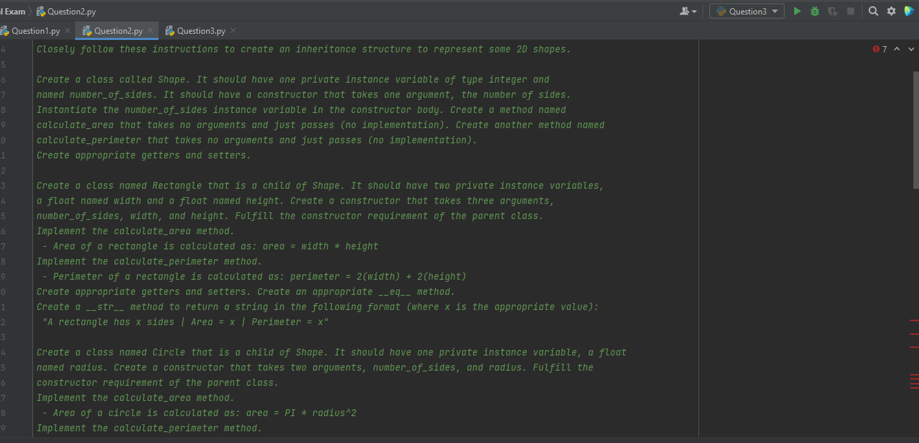 Python Question3 &c 07 AV I Exam Question2.py Question1.py Question2.py Question3.py X