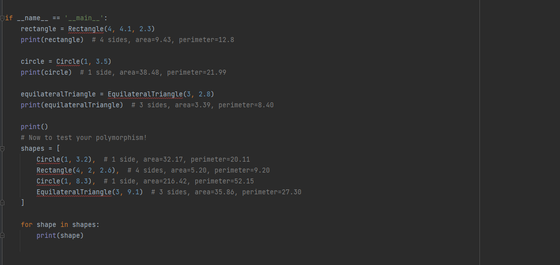 some 2D shapes. 5 6 Create a class called Shape. It should