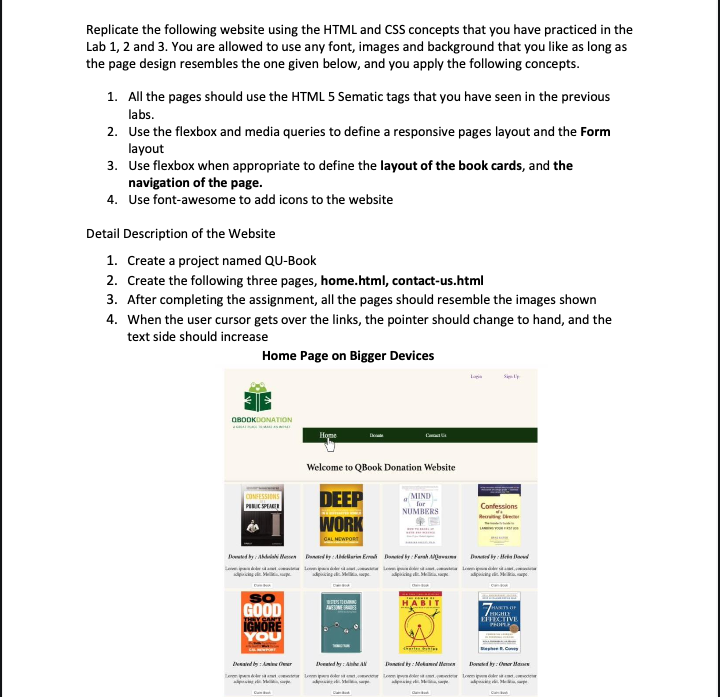 can you solve this please using html an css Replicate the following