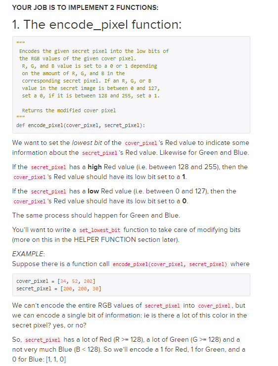 the instructions then the code they give us: SECRET IMAGE STEGANOGRAPHY In
