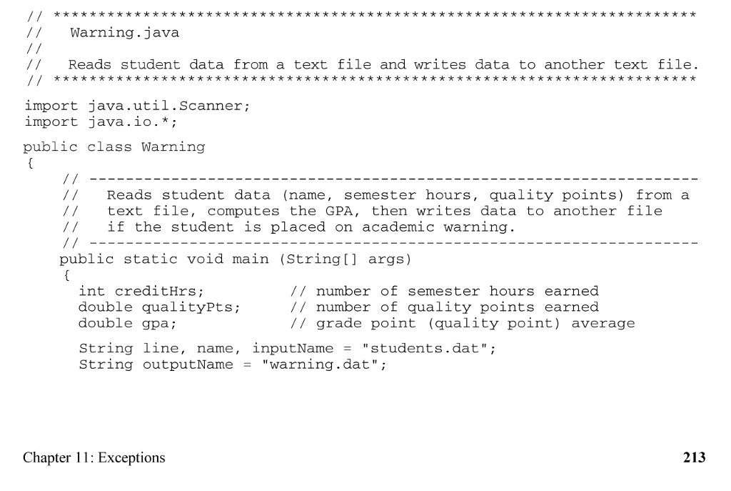 Write a program that will read in a file of student academic