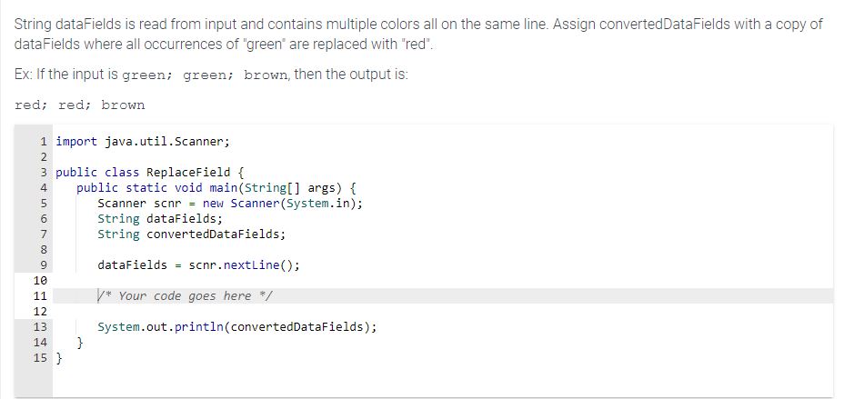  String dataFields is read from input and contains multiple colors all