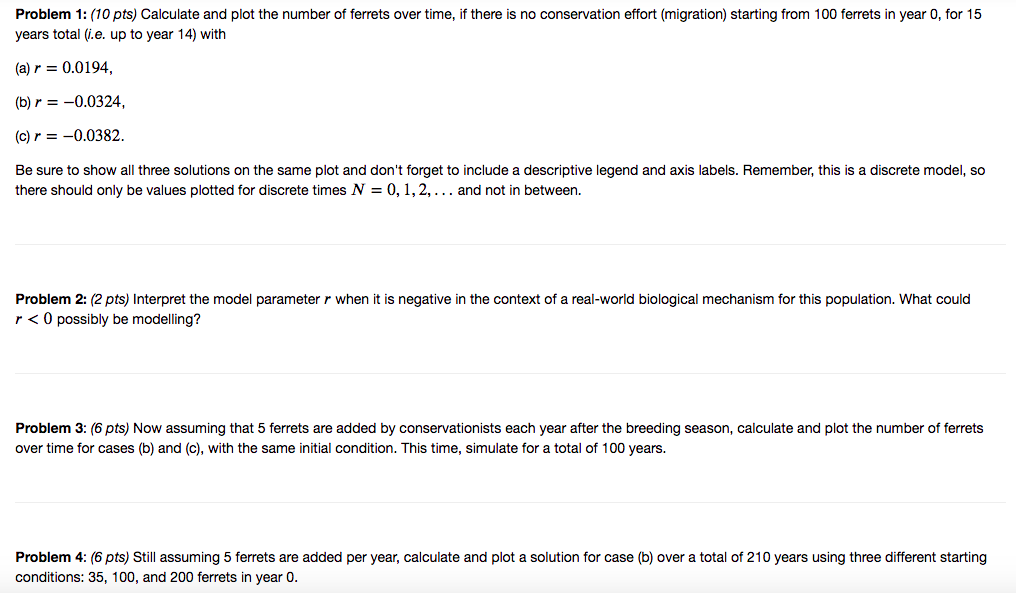 Let Pn be the population count of a group of endangered black-footed