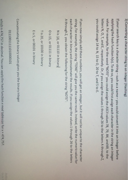  3) Converting a character string to an integer (Hashing) If your