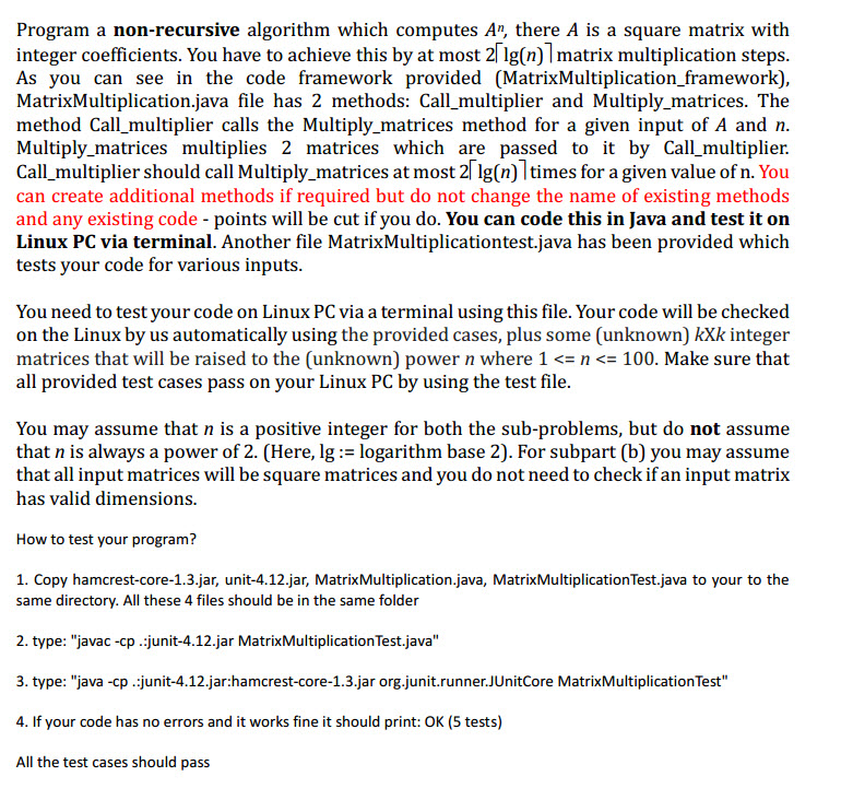  /**Error encounted when compiled Lab_test$ javac -cp .:junit-4.12.jar MatrixMultiplicationTest.java Lab_test$ java