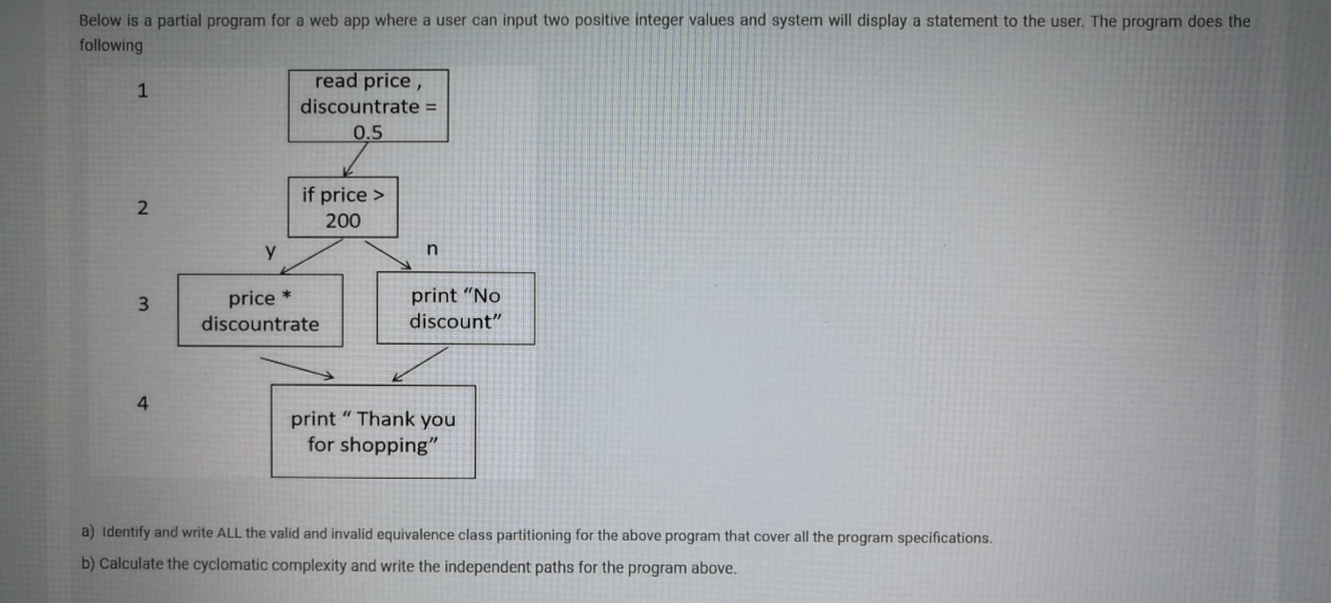 Below is a partial program for a web app where a