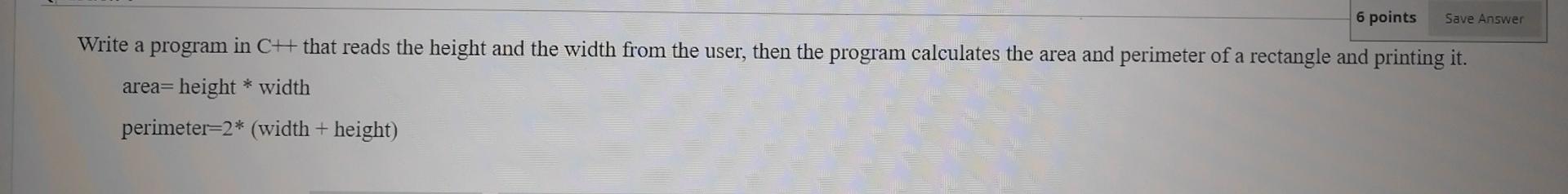  6 points Save Answer Write a program in CH that reads