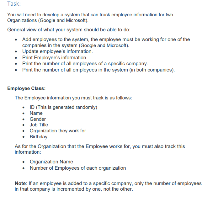  Task: You will need to develop a system that can track