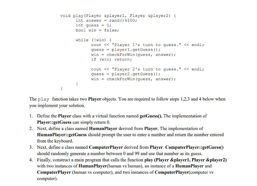 Part of the code to play a guessing game is listed below.