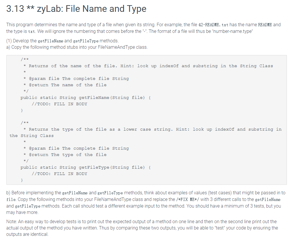  My code: My code: My code: import java.util.Scanner; public class FileNameAndType
