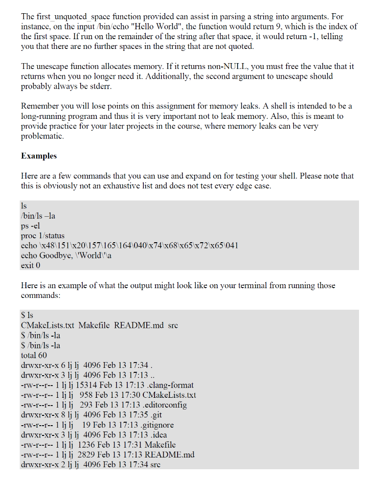 going to implement a number of functions to create a simple linux