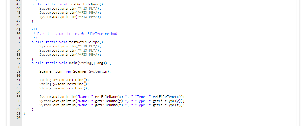 public static String getFileName(String file) { int pos; pos = file.indexOf("."); String