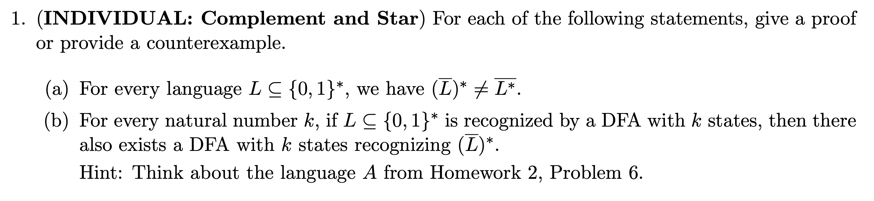  The language from from HW 2 is A ={w in {0,1}|