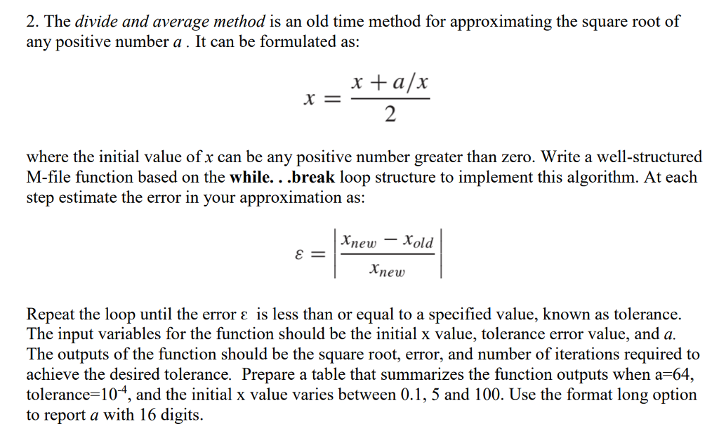 MATLAB CODE 2. The divide and average method is an old time