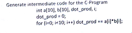  explain step by step Generate intermediate code for the C-Program int