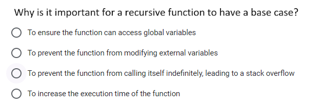  Why is it important for a recursive function to have a