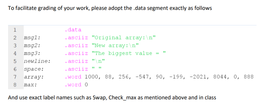 -199 -2021 8044 O 888], write an assembly program to invert an