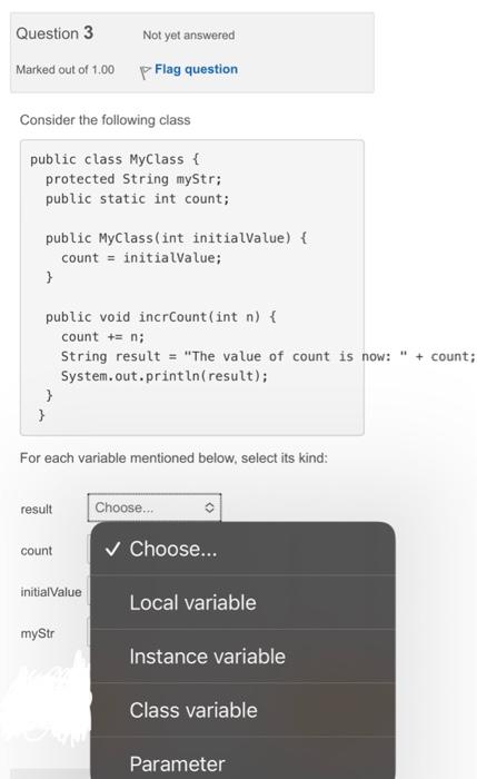x; int y; public double foo() \{ /l Some code here \}