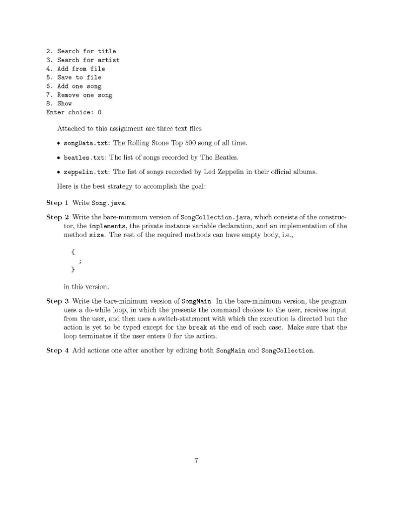 choice; System.out.println("========Select action======== "+ "0. Quit " + "1. Get collection size