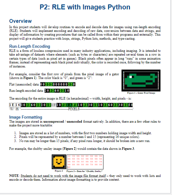 P2: RLE with Images Python Overview In this project students will develop