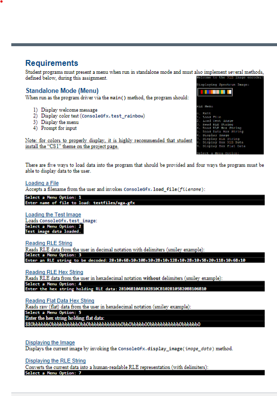 routines to encode and decode data for images using run-length encoding (RLE).